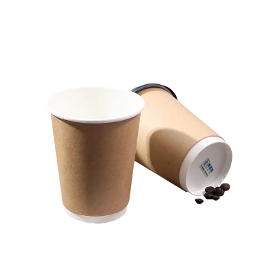 奥德鑫 中空双层加厚加硬一次性牛皮纸杯奶茶杯咖啡杯400ml 1只装