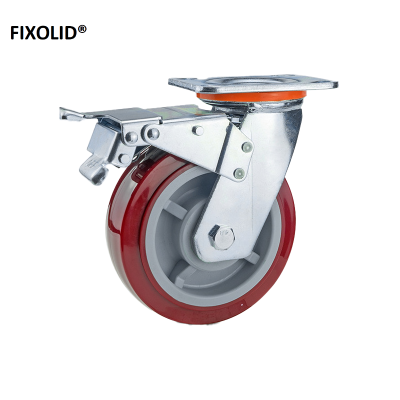 FIXOLID 枣红轮 万向轮带刹车6寸 个
