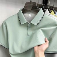 夏季现款男士纯色翻领简约休闲时尚青年透气舒适轻薄短袖T恤