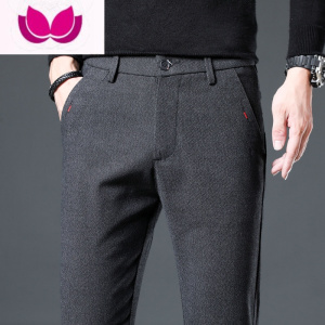 七斓春季通勤休闲裤男修身直筒长裤子2023新款磨毛商务西裤男士