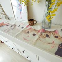 家柏饰(CORATED)欧式棉麻布艺茶几电视柜鞋长条客厅餐厅餐桌布盖巾桌旗猫 6只猫桌旗 定制/每米