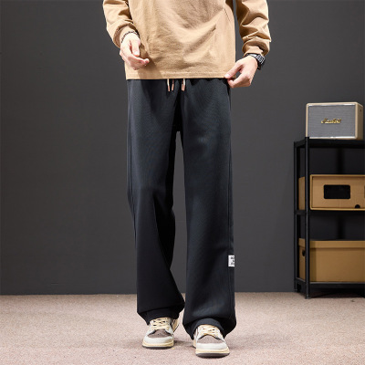 秋冬款加绒保暖休闲裤潮牌美式时尚长裤宽松直筒男士百搭卫裤
