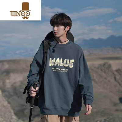 YANXUE023秋季新款男士圆领卫衣360g字母发泡印花休闲百搭学生潮流上衣