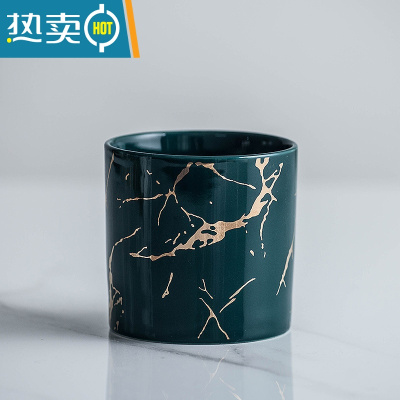 敬平北欧风格轻奢不锈钢水果叉子家用小吃插果叉创意收纳罐水果签套装 金纹(绿)罐一个