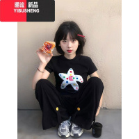 YIBUSHENG甜辣别致星星收腰美式正肩短袖T恤女季2024新款小个子短款上衣