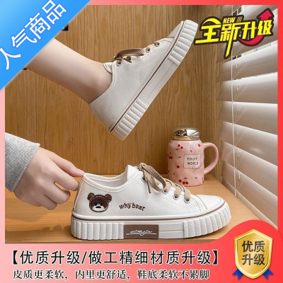 SUNTEK帆布鞋女2023年新款女鞋子小众设计平底休闲小白鞋球鞋春秋款板鞋