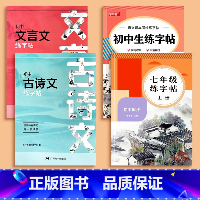 全套4本 [正版]初中生同步古诗文练字帖楷书人教版语文初中同步字帖七年级八年级文言文正楷钢笔练字小升初每日一练硬笔书法正