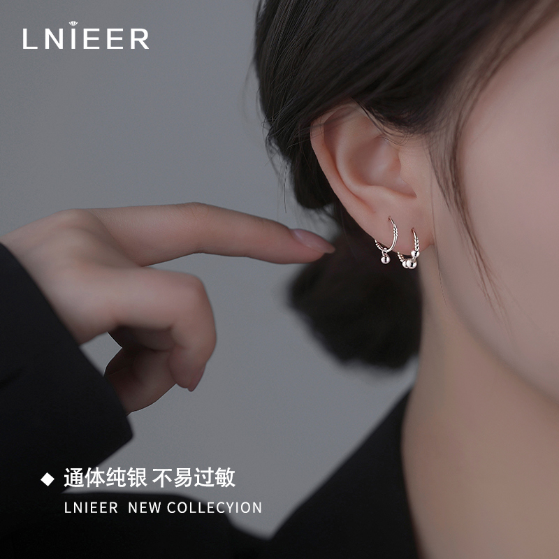 999纯银耳圈养耳洞耳环女2025新款耳钉睡觉免摘素圈耳扣耳饰送女朋友老婆情人节七夕生日礼物