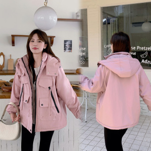 2024新款冲锋衣连帽棉服加厚保暖外套女工装棉衣宽松百搭时尚棉袄