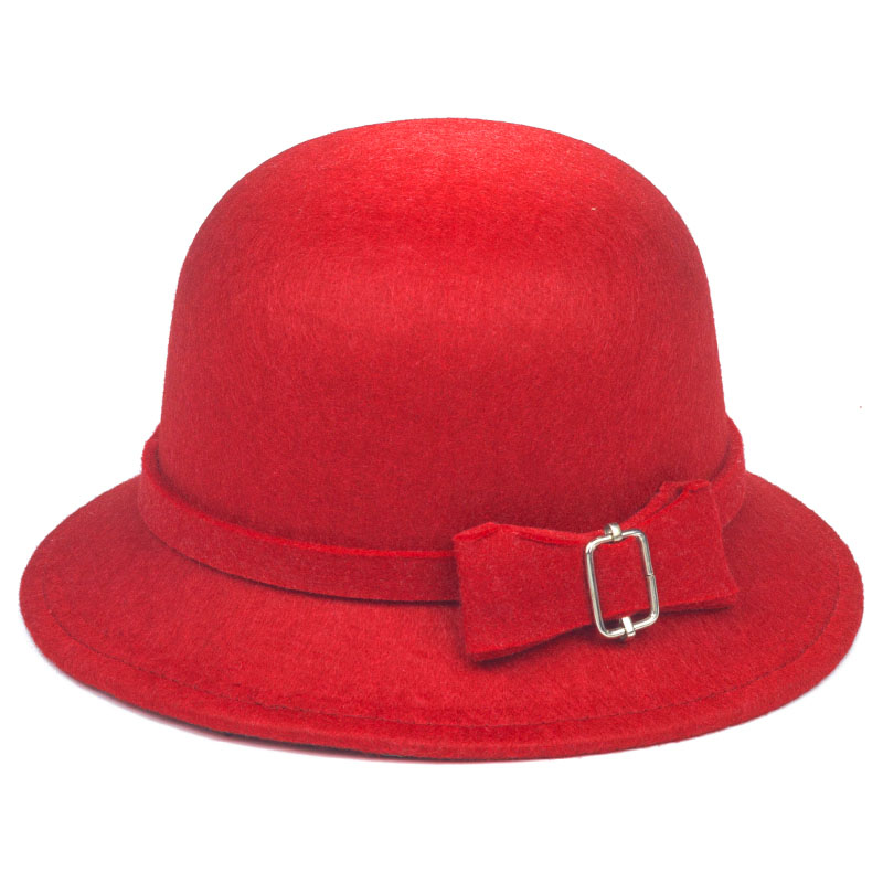 盛世尼曼帽子女冬英伦蝴蝶结保暖防寒仿毛呢盆帽圆顶礼帽女式帽子时尚