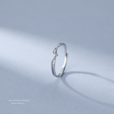 S925纯银戒指女韩版简约个性环绕指环ins冷淡风饰品气质潮食指戒送女朋友老婆情人节七夕生日礼物