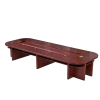 迅迈 3米*1.6米配10把椅 办公会议桌 长条桌 洽谈桌 椭圆形贴实木皮大型会议室油漆开会会客桌