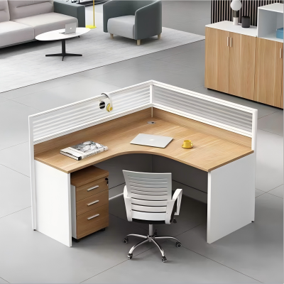 易企采 L型单人位含活动柜(无椅) 职员屏风工位办公桌电脑卡座 单位:张 140*120*110CM