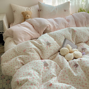 a类双层纱四件套南通家纺床上用品卡通床单被套学生宿舍三件套秋