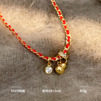 925纯银葫芦闪亮红绳编织手链女手环手饰高级感潮重约5g BCS4056送女朋友老婆情人节七夕生日礼物