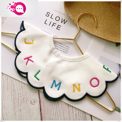 敬平第3件0元|女宝公主刺绣棉婴儿花边360度新生儿围嘴围兜口水巾千禧彩字母满3-1