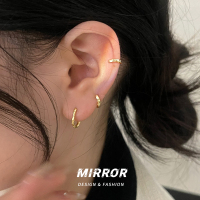 925纯银肌理熔岩耳圈男女耳钉耳环耳饰耳骨环小众设计网红送女朋友老婆情人节七夕生日礼物