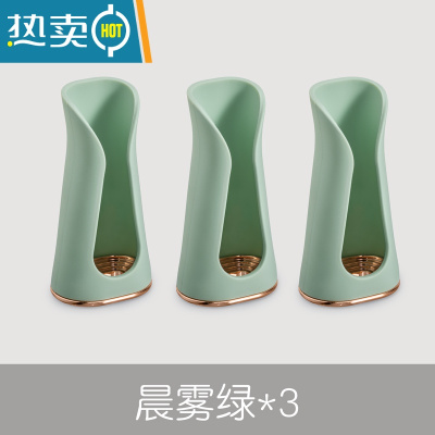 敬平免打孔电动牙刷挂架家用卫生间壁挂式电动牙刷收纳支架牙刷置物架 晨雾绿(3个装)浴室置物架