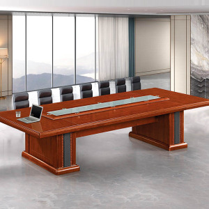 慧采云 办公家具油漆贴木皮大型会议桌长条桌现代简约会议室接待洽谈培训桌4.8m