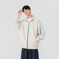 纯色外套男秋冬季户外机能防风中性宽松立领拉链飞行夹克男装