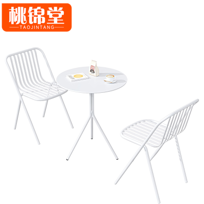 桃锦堂白色户外桌椅1桌2椅套
