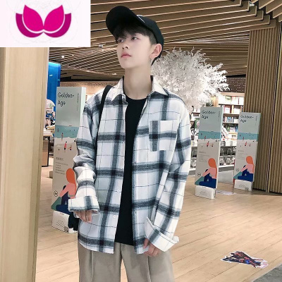 七斓衣男女夏季长袖情侣格子衬衫超薄透气学生青少年衣服外套