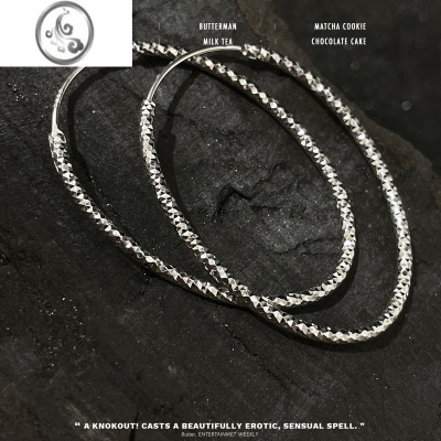 JiMi宝家设计S925银银车花耳圈耳环女时尚小众设计网红轻奢高级感耳饰