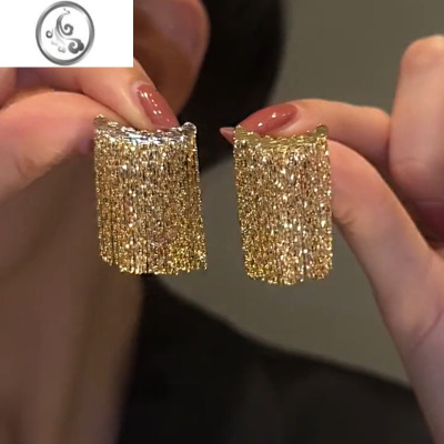 JiMi网红轻奢长款流苏耳环气质名媛夸张925银针耳钉女2023新款洋气潮