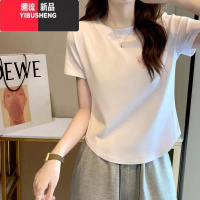 YIBUSHENG季2024年新款大码修身t恤女短袖设计感小众不规则短款上衣