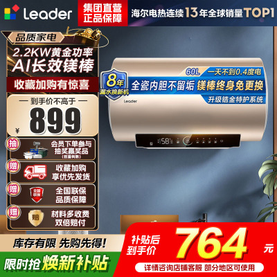 海尔(Haier)智家出品Leader统帅热水器[咨询客服享补贴] 电热水器60升LD5S一级能效出租房家用小尺寸