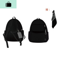 原创书包女韩版大高中学生初中生百搭潮流ins男双肩包背包NEW LAKE 黑色(送黑方巾)