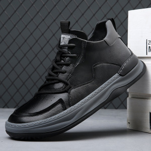 2024冬季新款高帮鞋子男加绒真皮百搭保暖歪头芒果鞋男士休闲棉鞋