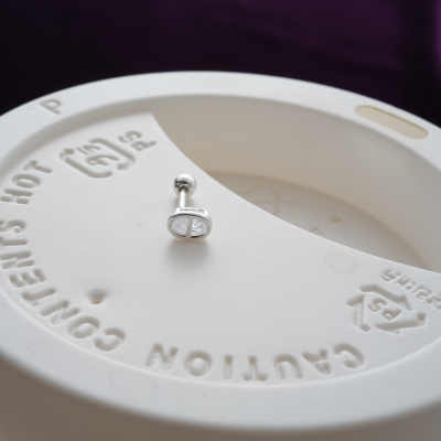 整体925银韩国进口迷你珍珠小星星心形耳骨钉旋转堵拧送女朋友老婆情人节七夕生日礼物