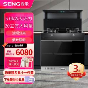 森歌(SENG) 集成灶 M3S集成消毒柜一体烟机侧吸燃气灶消毒柜厨房套装二星级消毒柜 钢化玻璃 液化气