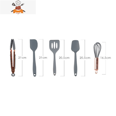 精致煮义ins可高温硅胶铲小号宝宝辅食烘焙锅铲厨具一体成型套装 敬平 灰色迷你五件套 收藏加购送小刷