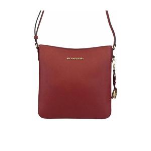 迈克·科尔斯(MICHAEL KORS)真皮材质女式斜挎包红金logo标识拉链 红色