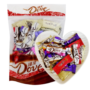 德芙Dove德芙丝滑牛奶巧克力榛仁果粒麦芽脆心白巧克力婚庆结婚喜糖袋装300g约45粒