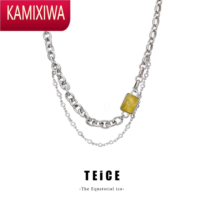 kamixiwa赤道冰块teice 周九良鬼马画双色水波纹元素拼接项链