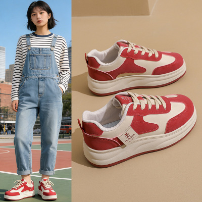 2026春季新款ins韩透气小白鞋女学生厚底百搭休闲运动板鞋