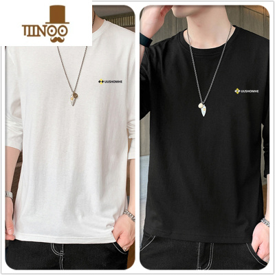 YANXU长袖t恤男士夏季薄款时尚ins潮流帅气宽松显瘦大码打底衫