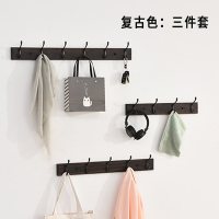 美帮汇实木壁挂衣帽钩后墙上创意挂衣架排钩挂衣钩卧室墙壁衣帽架 三件套复古色