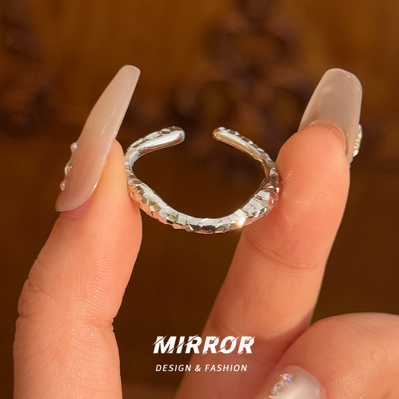 925纯银碎冰冰不规则戒指女指环尾戒个性轻奢时尚潮约3g BCJ3310送女朋友老婆情人节七夕生日礼物