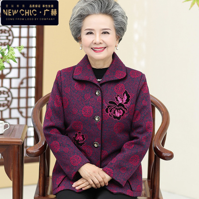 广赫奶奶装春装外套中老年人女妈妈春秋款70岁老人衣服老太太春季上衣夹克