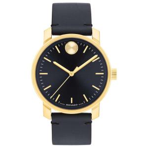 Movado瑞士 qrtz机芯真皮表带男士商务防水手表 mm大表盘