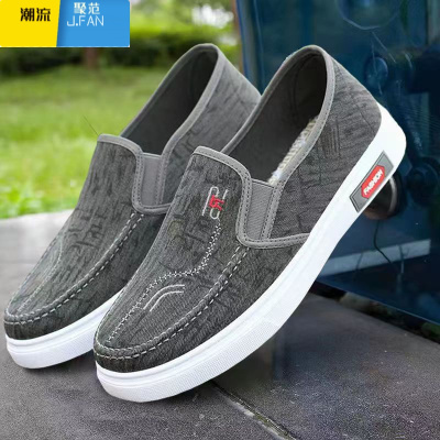 聚范帆布老北京布鞋男新款春季潮鞋工作平板鞋休闲夏季一脚蹬懒人男鞋