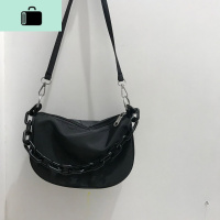 夏季2020新款韩版时尚百搭休闲网红链条腋下包学生单肩斜挎包女潮NEW LAKE 黑色女士单肩包