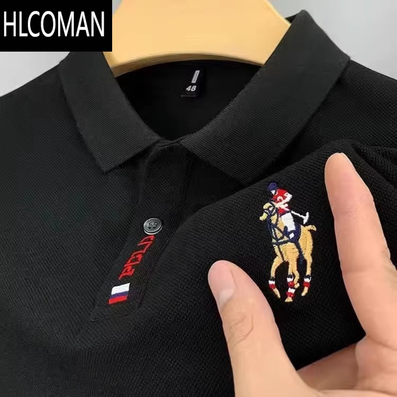 HLCOMAN青年翻领短袖T恤男士大码Polo衫夏季运动衫休闲百搭纯色