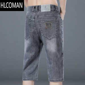 HLCOMAN七分牛仔裤男士宽松直筒夏季薄款休闲5分中裤弹力7分牛仔短裤男款