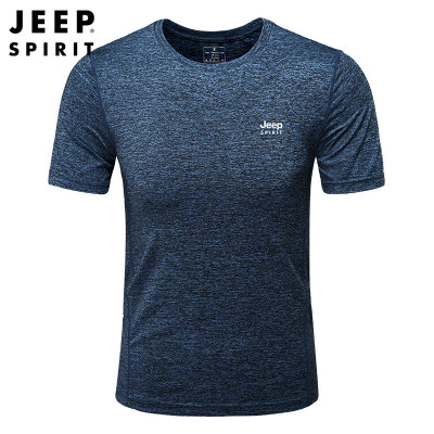 JEEP SPIRIT吉普夏季冰丝休闲运动短袖T恤男士宽松薄款圆领T恤衫