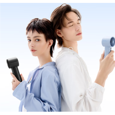 几素 高速小风炮小风扇手持迷你小型风扇随身便携式usb充电大风力办公室学生轻音户外露营电风扇 [新款-灰]高速小风炮